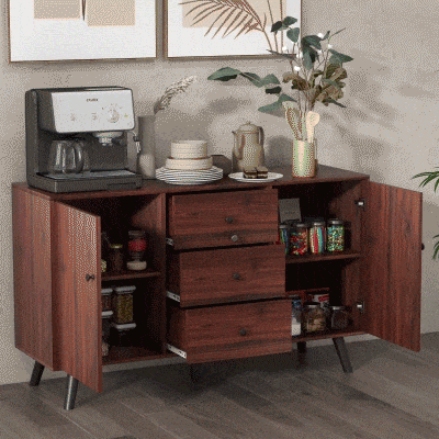 HOMCOM Credenza Moderna con 2 Armadietti e 3 Cassetti
