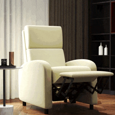 HOMCOM Poltrona Relax Reclinável até 160° Poltrona Reclinável Manual com Apoio para os Pés 64x86x102 cm Bege