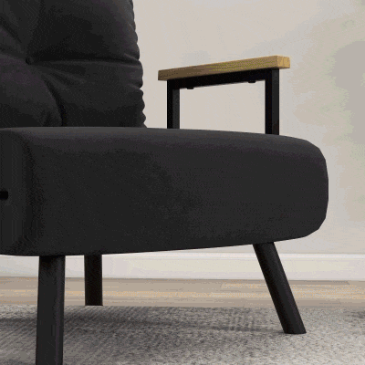 HOMCOM Poltrona Convertível em Cama Poltrona 3 em 1 Convertível em Cama com Encosto Ajustável em 5 Níveis 63x73x81 cm Preto