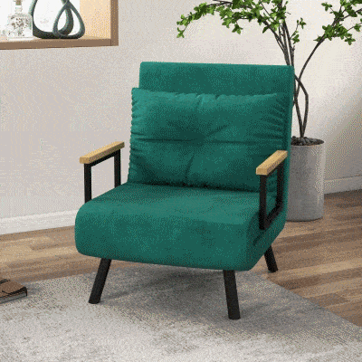 Canapea Extensibilă cu Spătar Reglabil, 63x73x81 cm, Verde