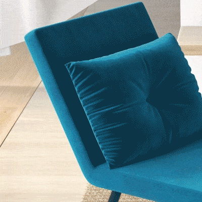 HOMCOM Sofá Cama Individual Plegable Silla Cama Convertible 4 en 1 Respaldo Ajustable de 5 Niveles y Almohada 63x73x81 cm Azul