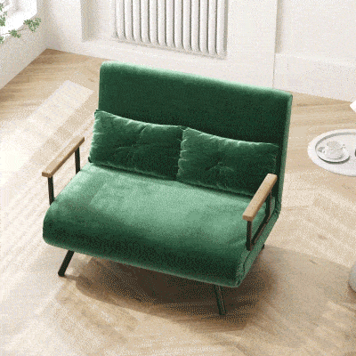 Canapea Pat de 2 Locuri cu Spătar Reglabil, 102x73x81 cm, Verde