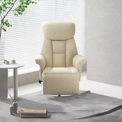 HOMCOM Poltrona de Relaxamento Reclinável Giratória Apoio para Os Pés Ajustável Até 150 Kg para Sala Quarto Casa Cinema Creme