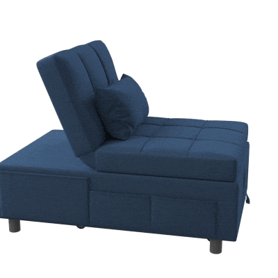 HOMCOM Poltrona 3 em 1 Sofá Cama Individual Poltrona-Cama com Encosto Ajustável Assento Acolchoado e Almofada 180x64x40 cm Azul