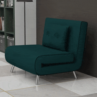 HOMCOM Poltrona Letto Singolo Reclinabile in Velluto Verde Scuro