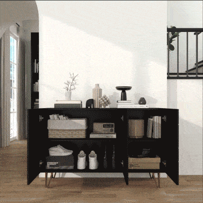 HOMCOM Aparador de Entrada con 3 Puertas y Estantes Ajustables para Cocina Sala 120x40x75 cm Negro