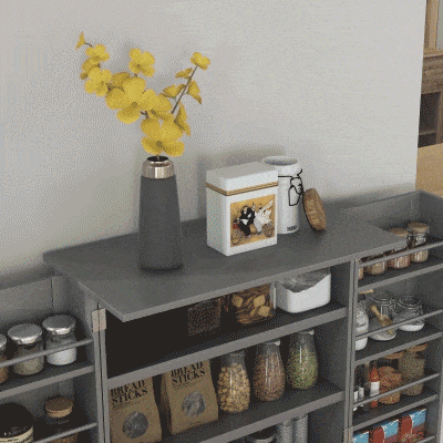 HOMCOM Armario Despensa Cocina con 2 Puertas y 16 Estantes Alacena Moderna con Estantes Ajustables 60x30x104cm Gris