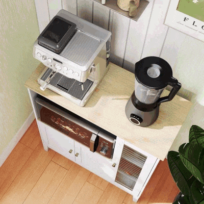 HOMCOM Mobile Microonde con Armadietto e Ripiani Laterali Bianco