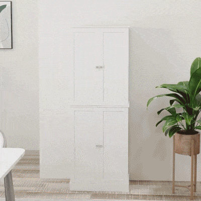 HOMCOM Armoire Cuisine Blanc 60x35x166cm avec Étagère et Placards