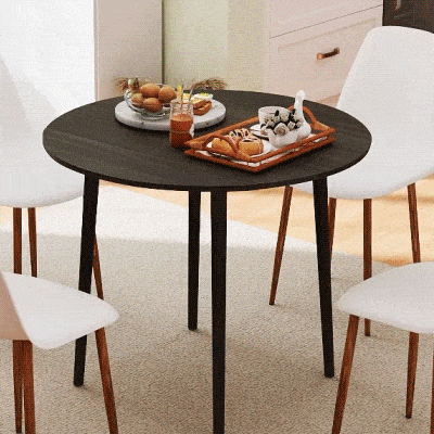 HOMCOM Klappbarer Esstisch mit 2 Klappflügeln, runder ausziehbarer Tisch für 4 Personen, Beine aus Holz Ø 89 x 73,5 cm, Grau