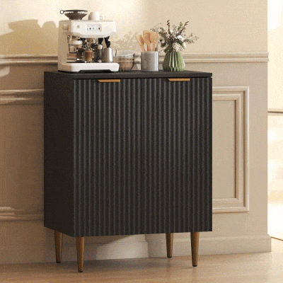 HOMCOM Aparador Moderno com 2 Portas e Prateleira Regulável, Buffet para Cozinha e Sala de Estar com Pernas em Metal, Preto