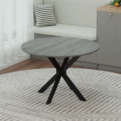 HOMCOM Mesa de Jantar Dobrável para 2-6 Pessoas Mesa Redonda Dobrável com Estrutura Dupla em X de Aço Tampo Espesso Cinza Cimento