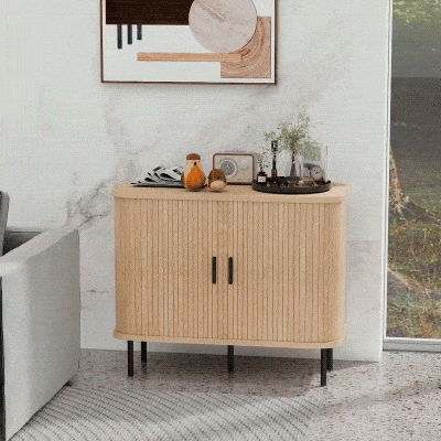 HOMCOM Aparador Vintage Aparador Sala de Estar com 2 Portas de Correr e Compartimentos Aparador de Sala de Jantar 90x40x75 cm Carvalho