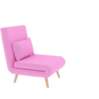 HOMCOM Sofá-Cama Individual Dobrável com Encosto Ajustável 5 Posições Cadeirão-Cama Estofado com Almofada 72x75x85 cm Rosa