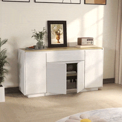 HOMCOM Credenza Cucina con Cassetto e 3 Armadietti Bianco