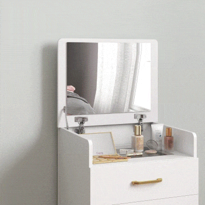 HOMCOM Tavolo da toeletta con sgabello 48cm x 40cm x 90cm Bianco