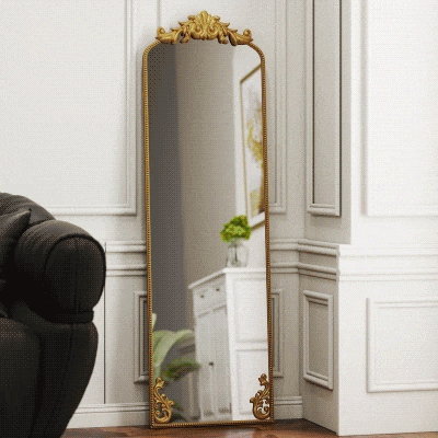 HOMCOM Stand-Ganzkörperspiegel im Barockstil 50x160 cm Gold