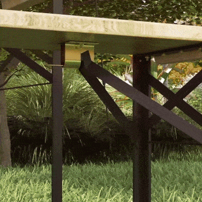 Outsunny Table Camping Pliable + Bancs Métal Bois Sapin