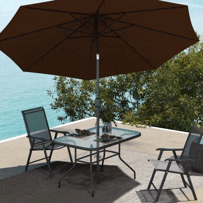Outsunny Parasol knikscherm tuinscherm strandscherm met stalen handslinger Ø 3 m