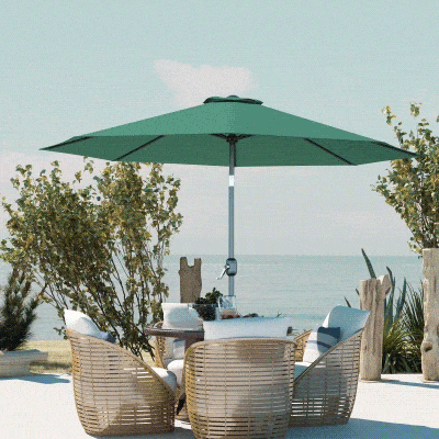 Outsunny Sonnenschirm Ø 3 m Metall Rund Polyester 180g/m² neigbar Grün