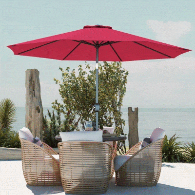 Outsunny Gartenschirm Balkonschirm Neigbar Ø 3 m Metall Rund Polyester 180g/m² Kurbel neigbar Bordeaux