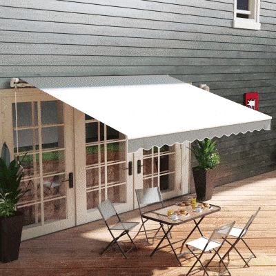 Outsunny Manuell einziehbare Markise Winkelverstellbar Aluminium Polyester wasserdicht 3L x 2,5B m Grau