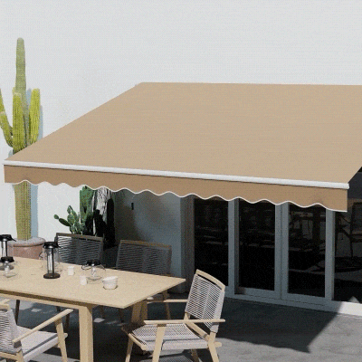 Outsunny Aufrollbare Gelenkarmmarkise für den Außenbereich mit Kurbel, 350x250 cm, Braun