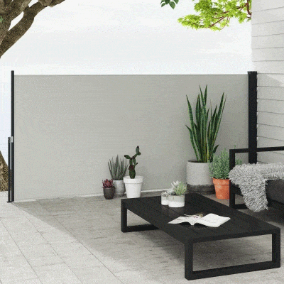 Outsunny Toldo Lateral Retrátil Toldo Enrolável de Privacidade e Proteção Solar para Jardim Varanda 300x140 cm Cinza Claro 
123/200