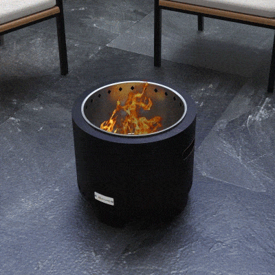 Outsunny Feuerschale Feuerstelle Feuertonne, wetterbeständig, 45 x 45 x 42 cm, Schwarz + Bronze