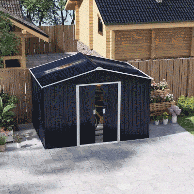 Outsunny Casetta Porta Attrezzi in Acciaio con 2 Porte Grigio