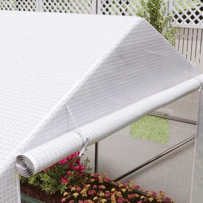 Outsunny Tunel ogrodowy 4,45 x 3m, 6 okien, duże drzwi, biały