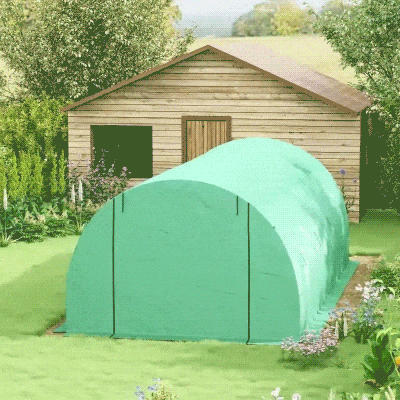 Outsunny Seră cu folie, seră walk-in, tunel din folie, seră, plastic, oțel, verde