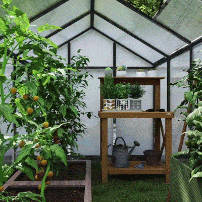 Outsunny Invernadero de jardín en aluminio y policarbonato, invernadero con ventanas superiores ajustables 303x183x195cm transparente