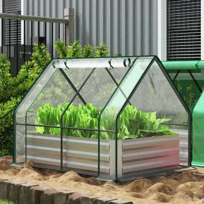 Outsunny Raised Garden Bed Steel Planter Clear 127x95x92cm