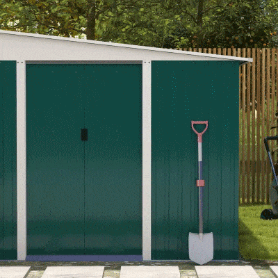 Outsunny Metall-Geräteschuppen Schrägdach verriegelbare Doppeltür 2,8 x 3,45 x 2,01m Grün