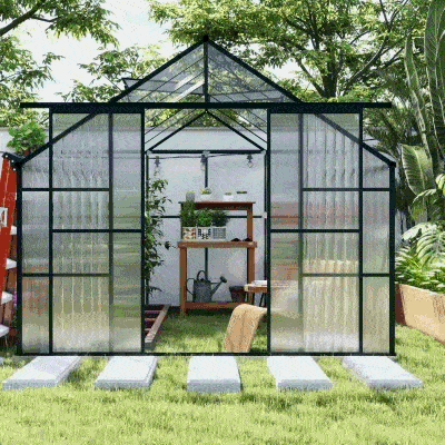 Outsunny 8x12ft Aluminium Greenhouse Clear with Adjustable Vent
