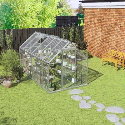 Outsunny Serra da giardino 190x375x199cm Argento