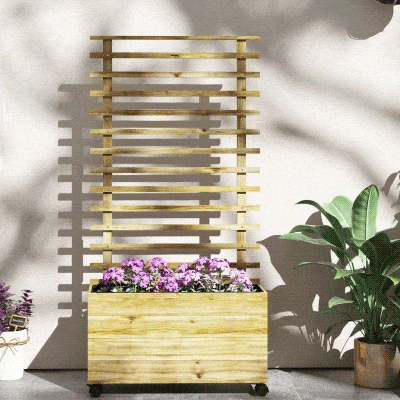 Outsunny Fioriera con Traliccio per Rampicanti Color Legno