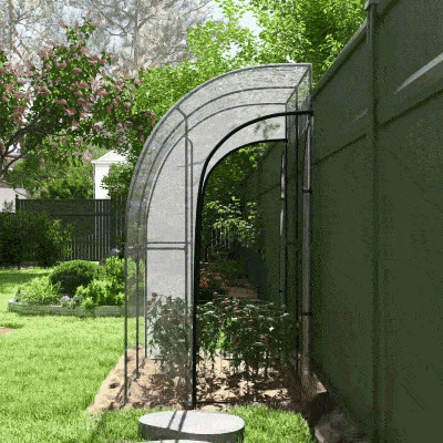 Outsunny Invernadero de Jardín adosado, invernadero adosado 2 puertas con Cremallera enrollables acero PVC transparente