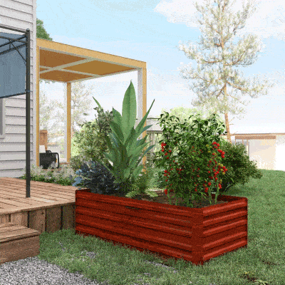 Outsunny 71" Galvanized Raised Garden Bed, Dark Brown Steel Planter