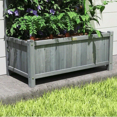 Outsunny Skrzynia z kratownicą i daszkiem, donica, grządka kwiatowa, odporna na warunki, drewno, 90 x 45 x 183 cm, Ciemnoszary