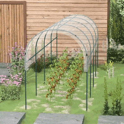 Outsunny Szklarnia na pomidory, Odporna na wiatr, Tunel foliowy do uprawy pomidorów, Dach na pomidory, Szklarnia do ogrodu, balkonu, Stal, PE, Biały, 4 x 1,2 x 1,7m