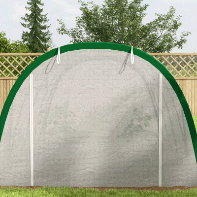 Outsunny Estufa de Exterior 6x3x2 m Estufa de Túnel com Porta Enrolável 8 Janelas com Rede Cobertura PE 140g/m² Estrutura em Aço Branco