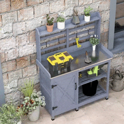 Outsunny Tavolo da rinvaso 112cm x 47cm x 146cm grigio