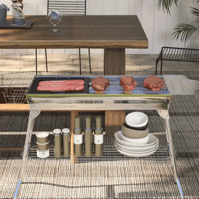 Outsunny Portable Stainless Steel Charcoal BBQ Grill, Folding