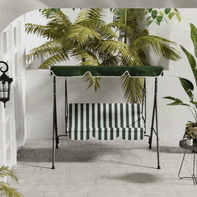 Outsunny Baloiço de Jardim de 3 Lugares com Almofada Toldo Ajustável e Estrutura de Aço para Balcão Terraço 172x110x153 cm Verde