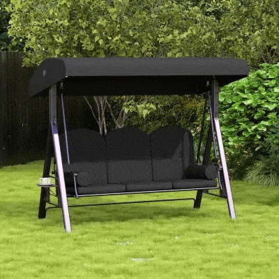 Outsunny Dondolo da giardino 3 posti 121x208x172cm Nero