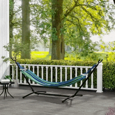 Outsunny Hängemattengestell für Hängematte Hängemattenständer mit Haken Garten Strand Metall 280 x 120 x 110 cm bis 120KG
