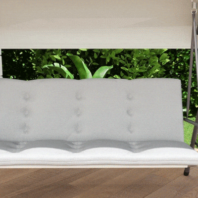 Leagăn de grădină pentru 3 persoane cu acoperiș și perne, gri