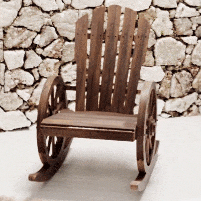 Outsunny Cadeira de balanço de madeira para terraço Poltrona de balanço ao ar livre 88x68x97cm